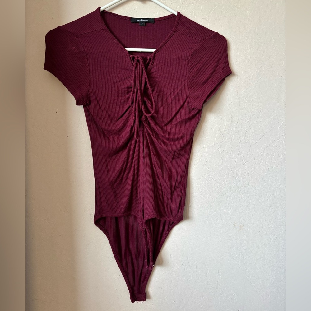 Burgundy Ribbed Bodysuit